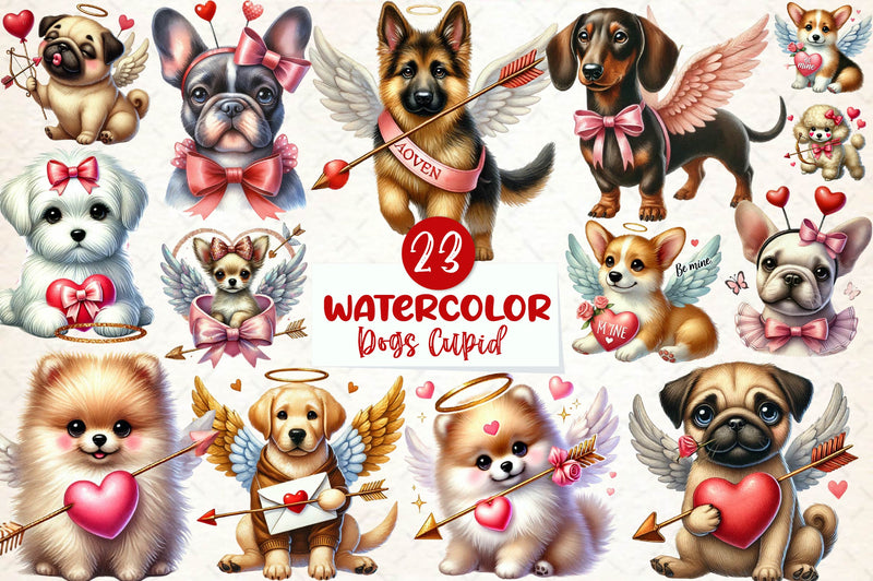 Dogs Cupid Valentines Day Clipart Bundle - CraftNest - Digital Crafting and Art