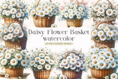 Spring Daisy Basket Clipart Bundle - CraftNest - Digital Crafting and Art