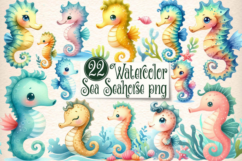 Sea Seahorse Clipart Bundle - CraftNest - Digital Crafting and Art