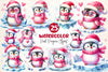 Pink Penguin Christmas Clipart Bundle