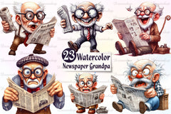 Funny Newspaper Grandpa Clipart Bundle - CraftNest - Digital Crafting and Art