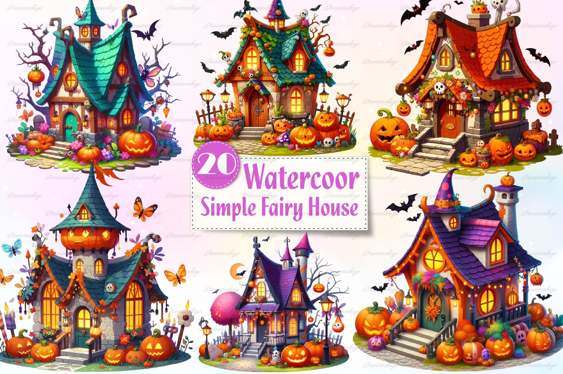Simple Halloween Fairy House Clipart Bundle - CraftNest - Digital Crafting and Art