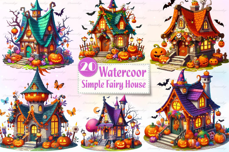 Simple Halloween Fairy House Clipart Bundle - CraftNest - Digital Crafting and Art