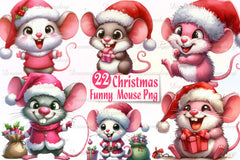 Funny Christmas Mouse Clipart Bundle - CraftNest - Digital Crafting and Art