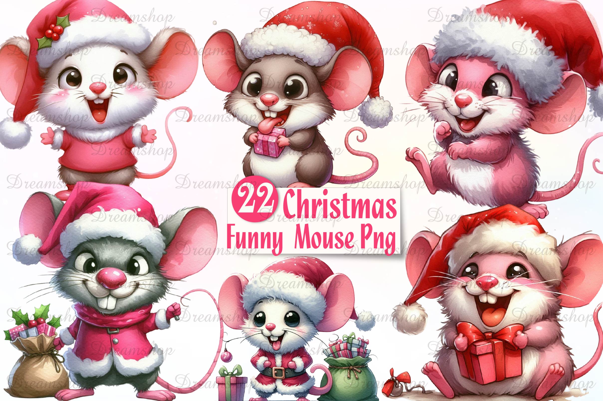 Funny Christmas Mouse Clipart Bundle - CraftNest - Digital Crafting and Art