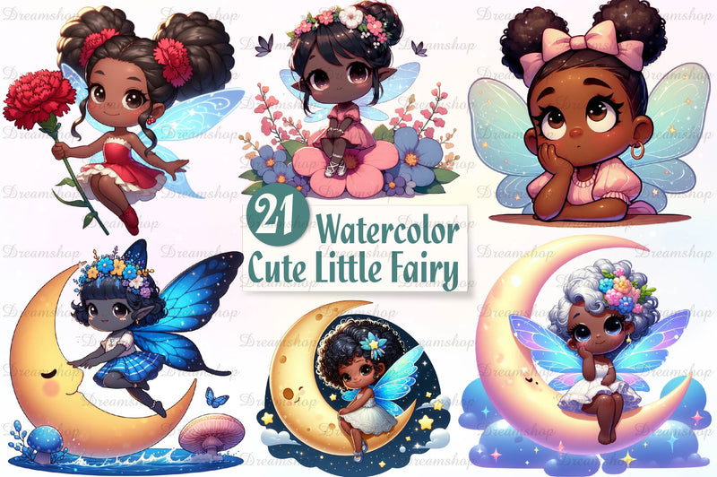Cute Little Fairy Clipart Bundle - CraftNest - Digital Crafting and Art