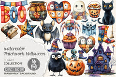Patchwork Style Halloween Clipart Bundle - CraftNest - Digital Crafting and Art