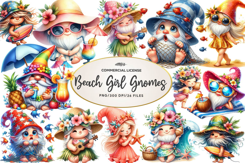 Beach Girl Gnomes Clipart Bundle 2 - CraftNest - Digital Crafting and Art
