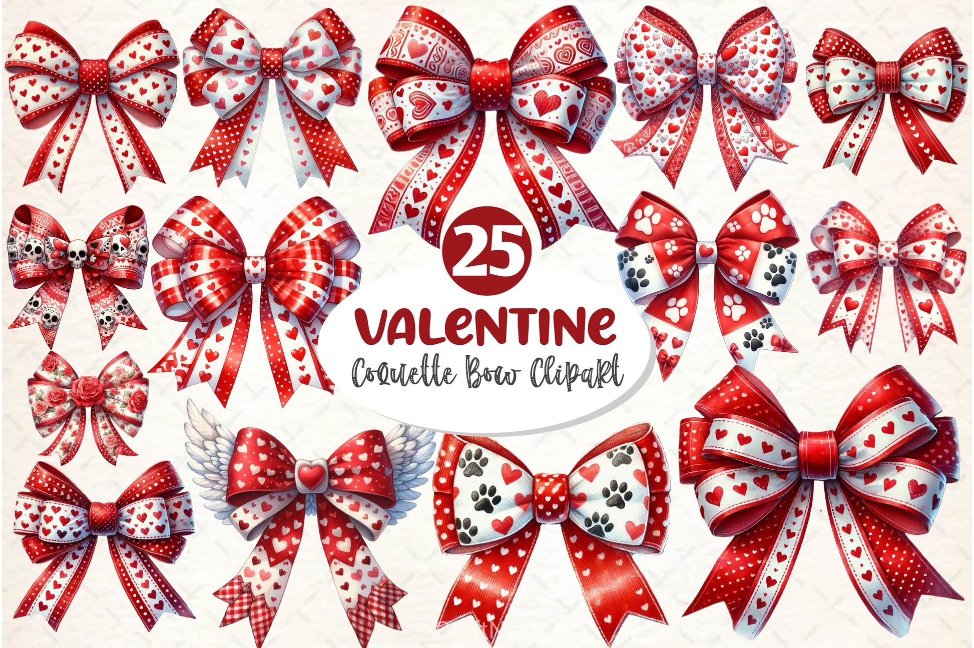 Coquette Valentine Bow Clipart Bundle 2 - CraftNest - Digital Crafting and Art
