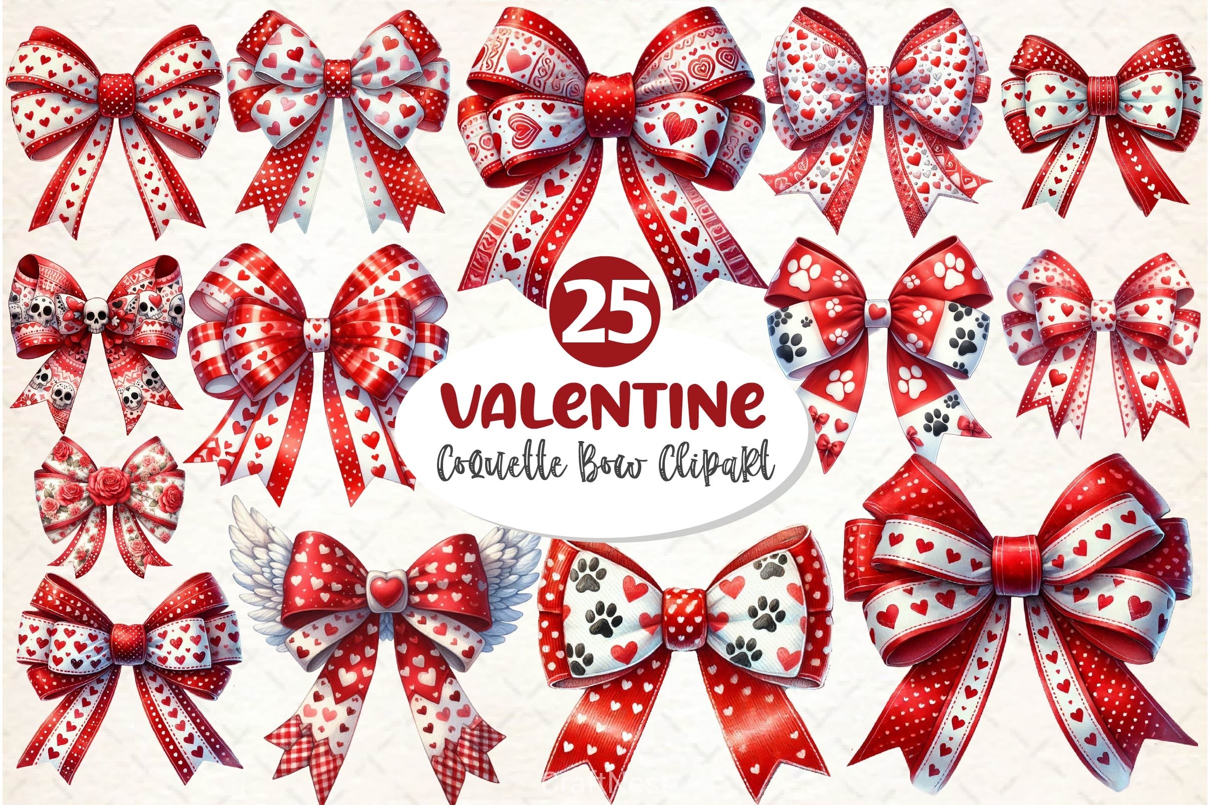 Coquette Valentine Bow Clipart Bundle 2 - CraftNest - Digital Crafting and Art