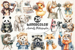 Cute Animals Photographer Clipart Bundle 2 - CraftNest - Digital Crafting and Art