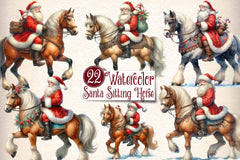 Western Santa Sitting Horse Clipart Bundle - CraftNest - Digital Crafting and Art