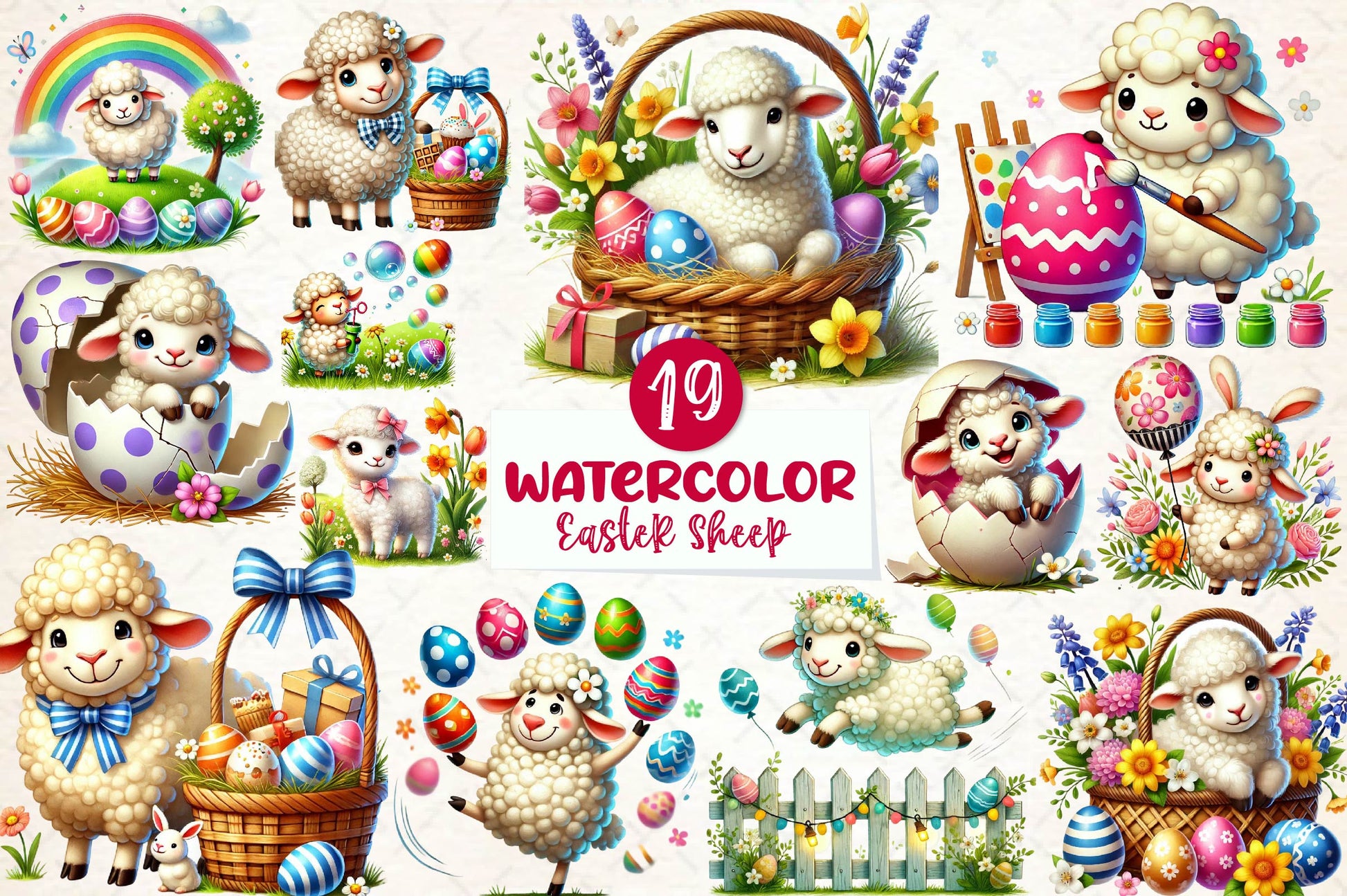 Easter Sheep Clipart Bundle 2 - CraftNest - Digital Crafting and Art