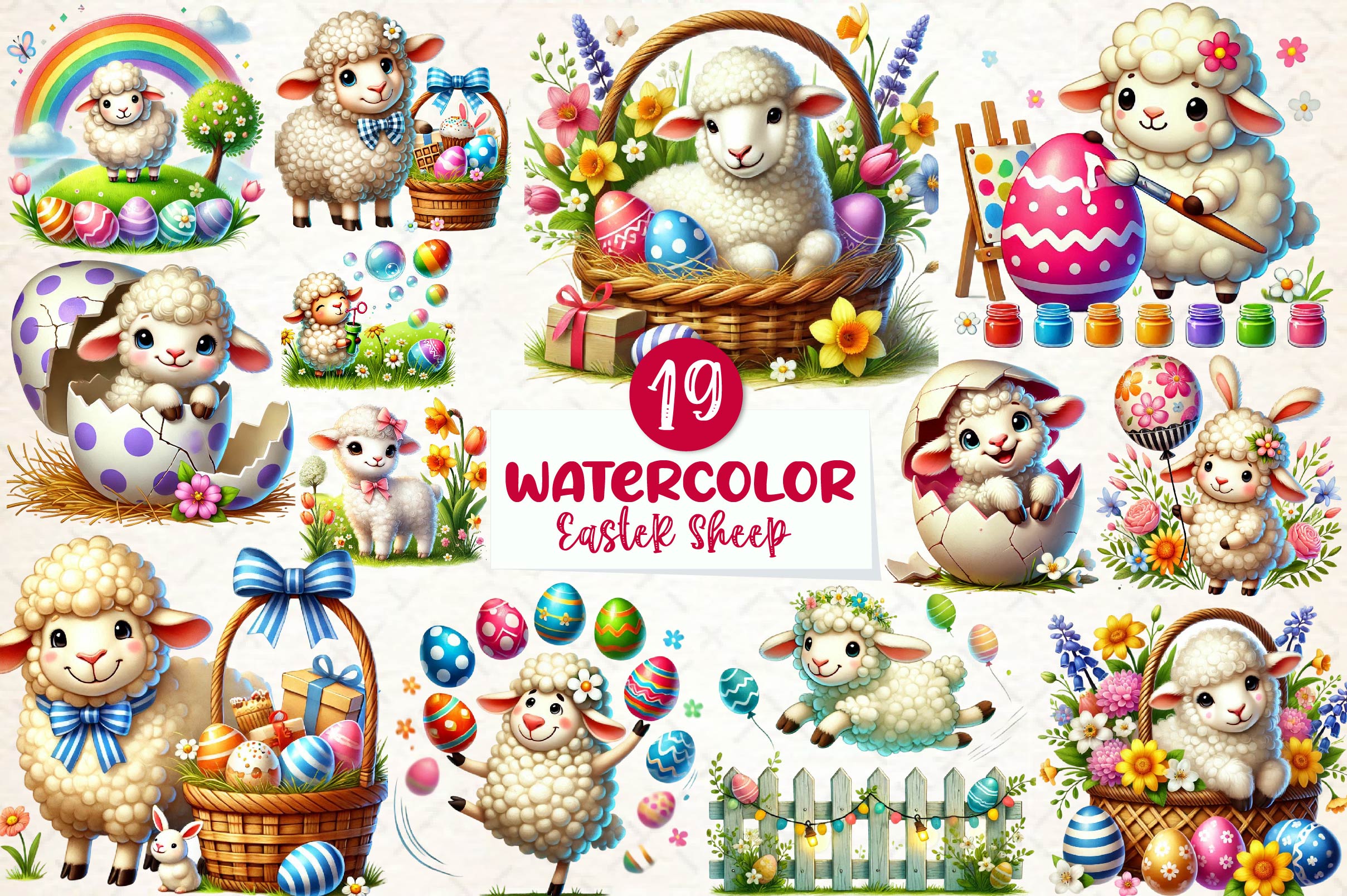 Easter Sheep Clipart Bundle 2 - CraftNest - Digital Crafting and Art