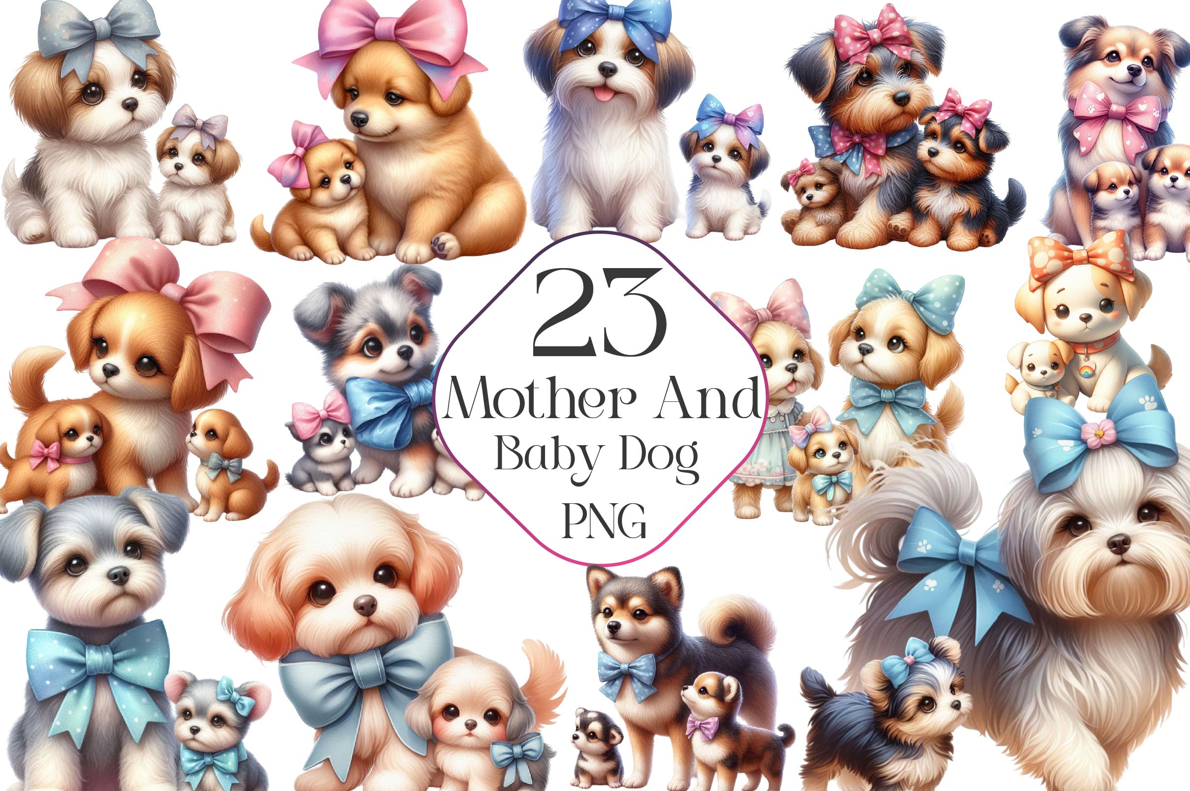 Mother And Baby Dog Clipart Bundle - CraftNest - Digital Crafting and Art