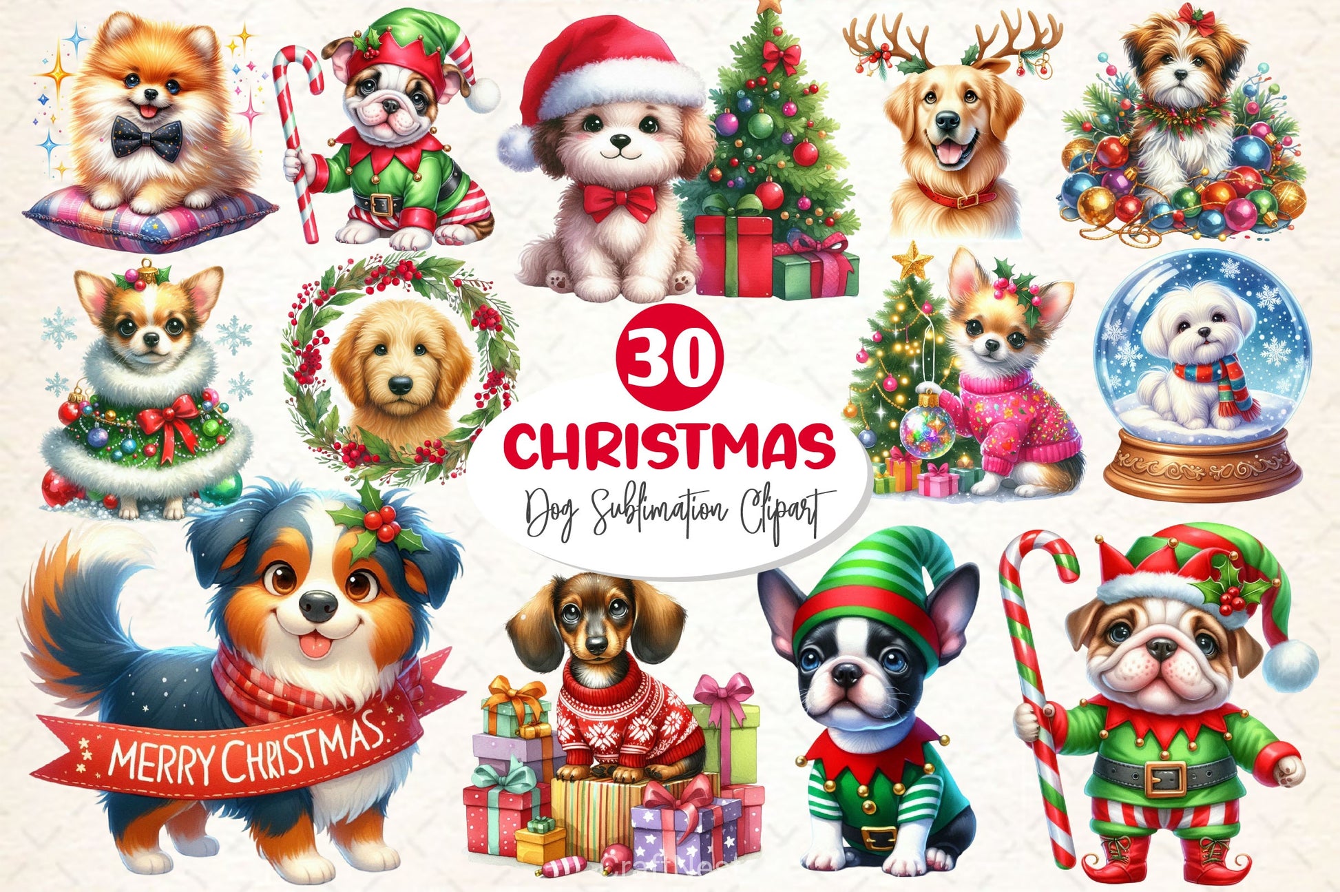 Christmas Dog Clipart Bundle 4 - CraftNest - Digital Crafting and Art