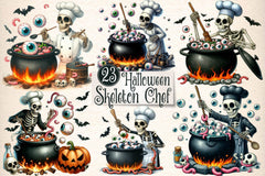 Funny Halloween Skeleton Chef Clipart Bundle - CraftNest - Digital Crafting and Art