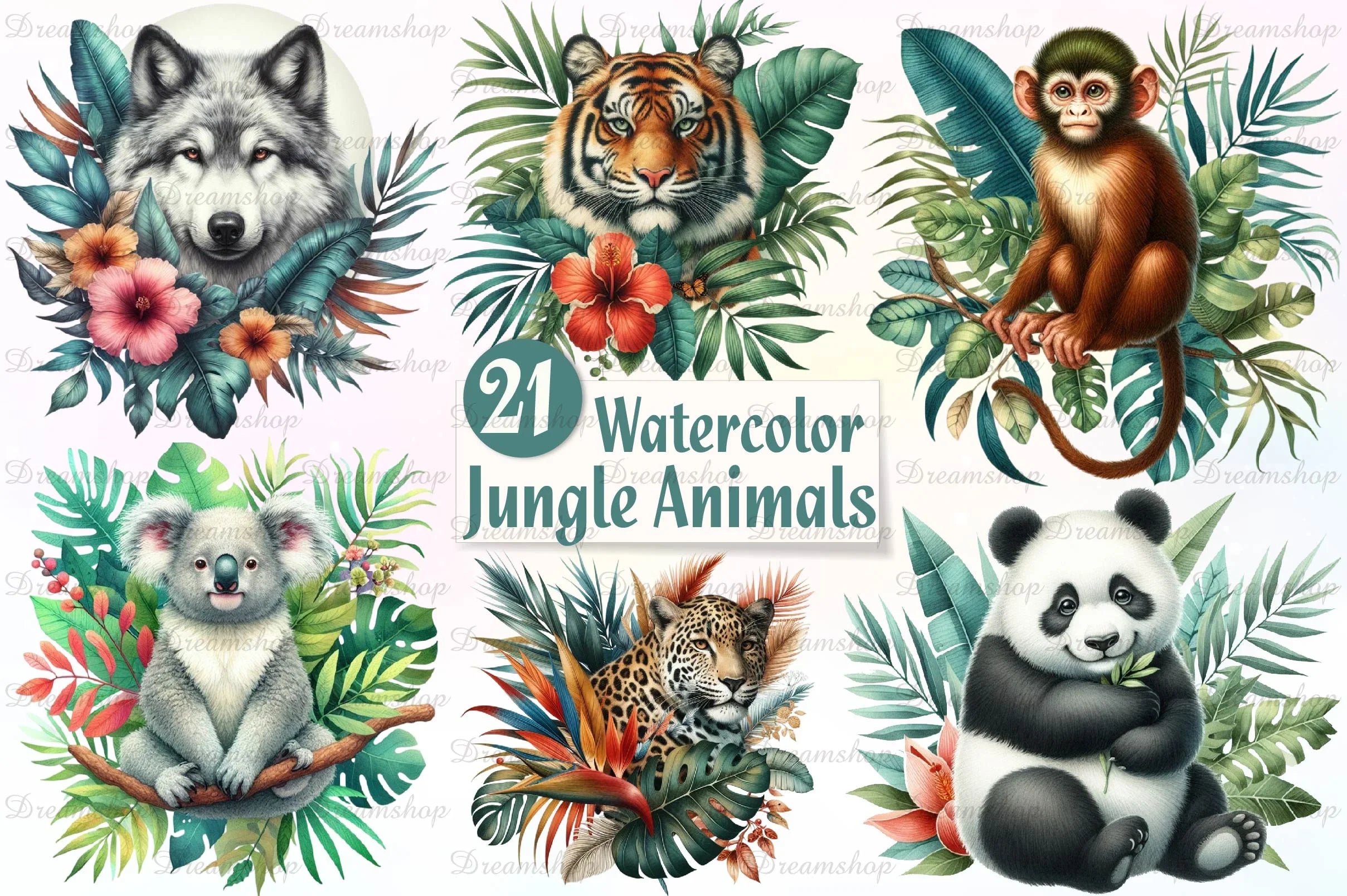 Jungle Animals Clipart Bundle - CraftNest - Digital Crafting and Art
