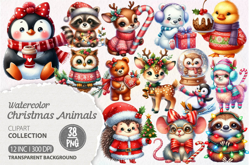 Christmas Cute Animals Clipart Bundle - CraftNest - Digital Crafting and Art