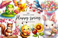 Happy Spring Water Color Clipart Bundle - CraftNest - Digital Crafting and Art