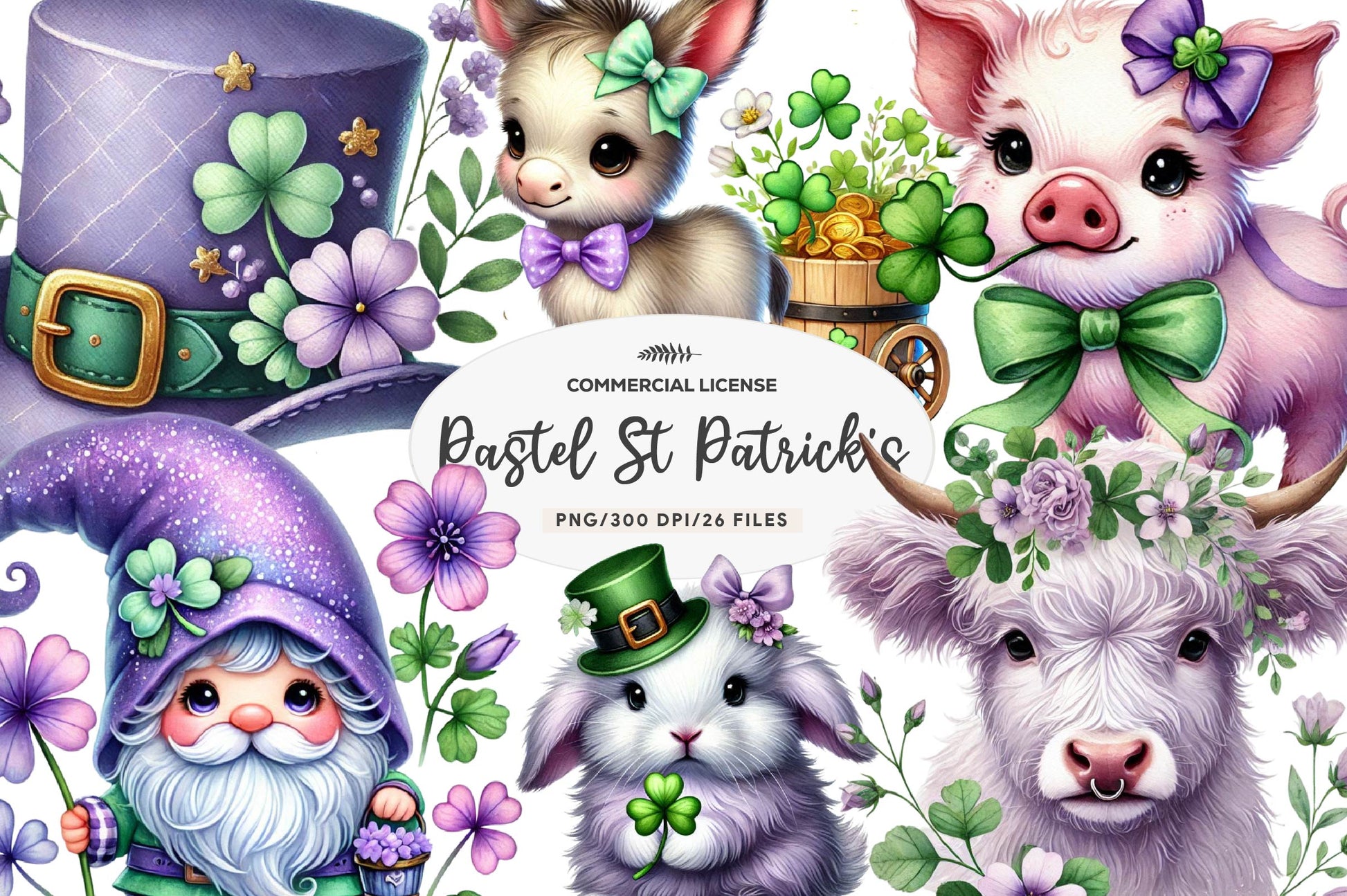 Pastel Purple St Patrick'S Clipart Bundle - CraftNest - Digital Crafting and Art
