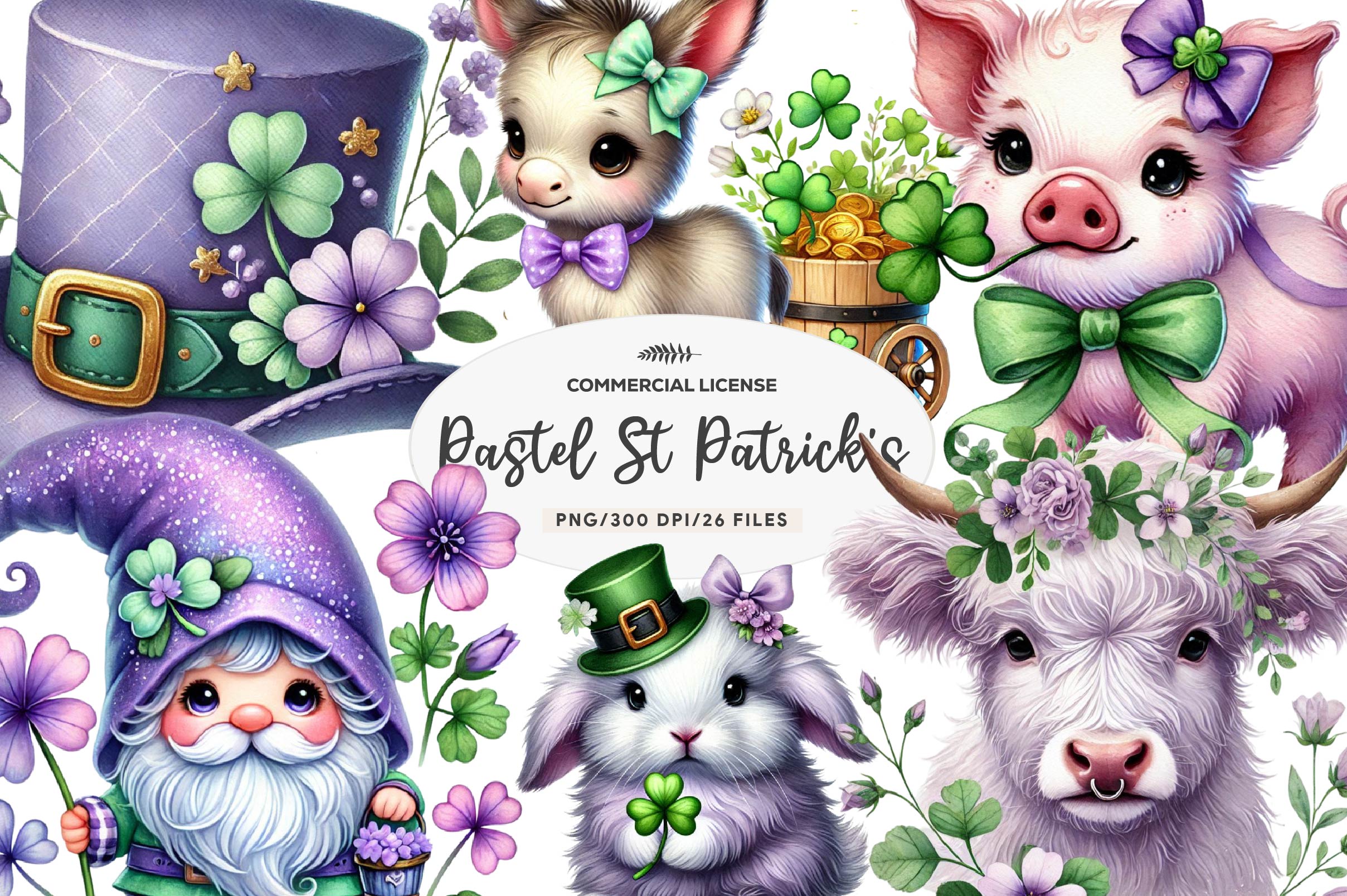 Pastel Purple St Patrick'S Clipart Bundle - CraftNest - Digital Crafting and Art