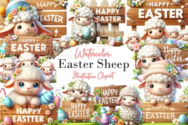 Easter Sheep Clipart Bundle - CraftNest - Digital Crafting and Art