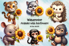 Animals With Sunflowers Clipart Bundle - CraftNest - Digital Crafting and Art