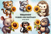 Animals With Sunflowers Clipart Bundle