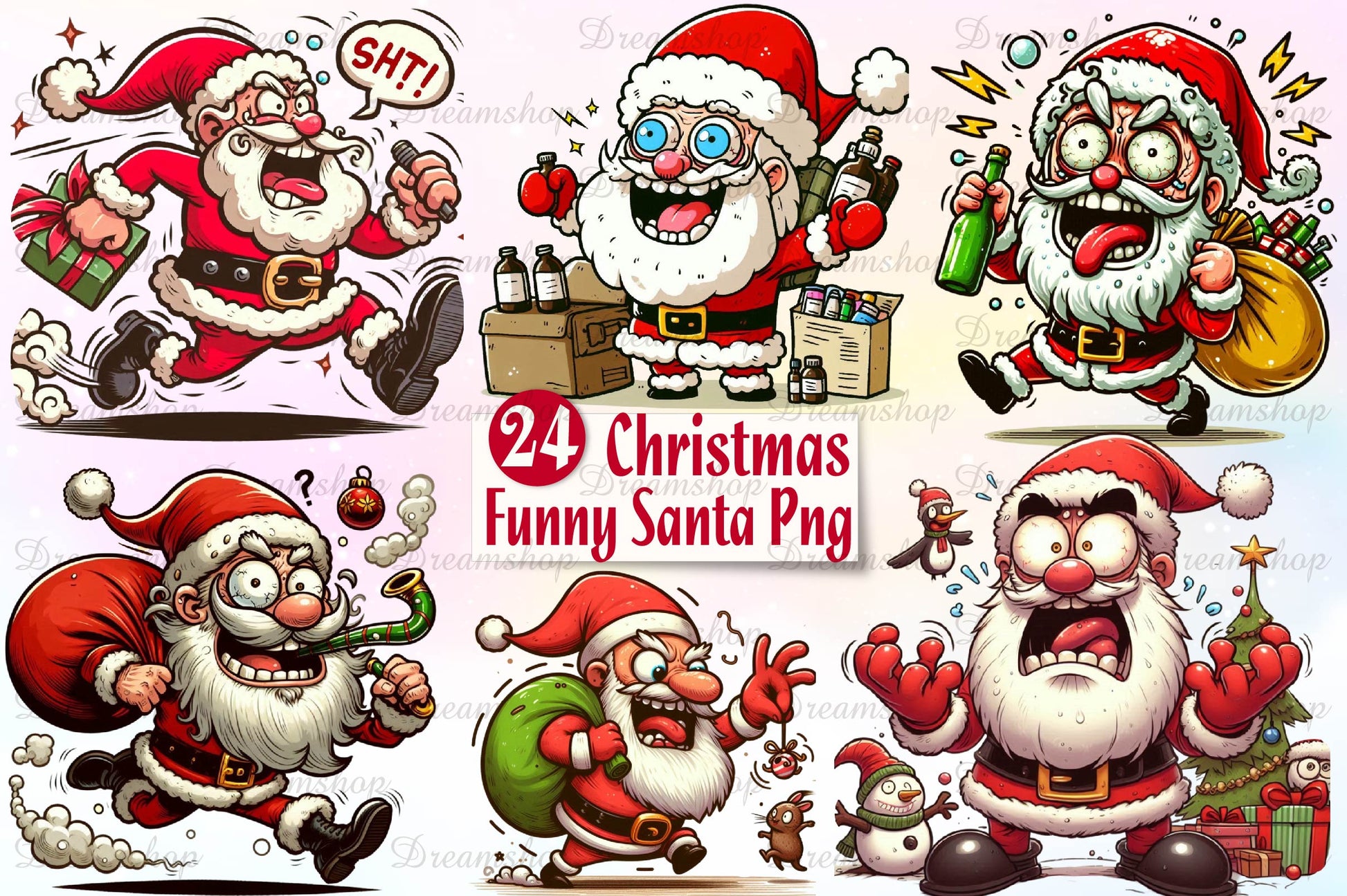 Funny Christmas Santa Clipart Bundle - CraftNest - Digital Crafting and Art