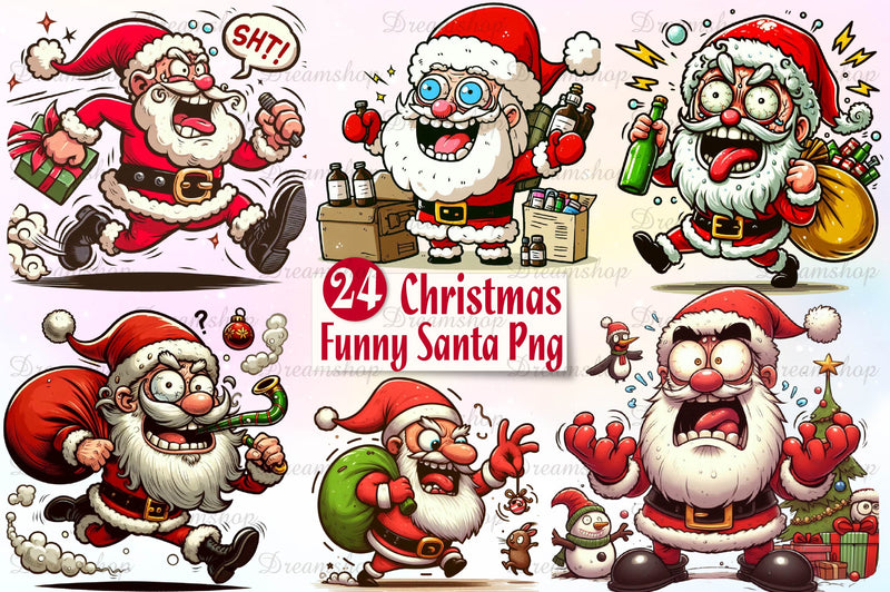 Funny Christmas Santa Clipart Bundle - CraftNest - Digital Crafting and Art