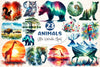 Double Exposure Animal Landscape Clipart Bundle