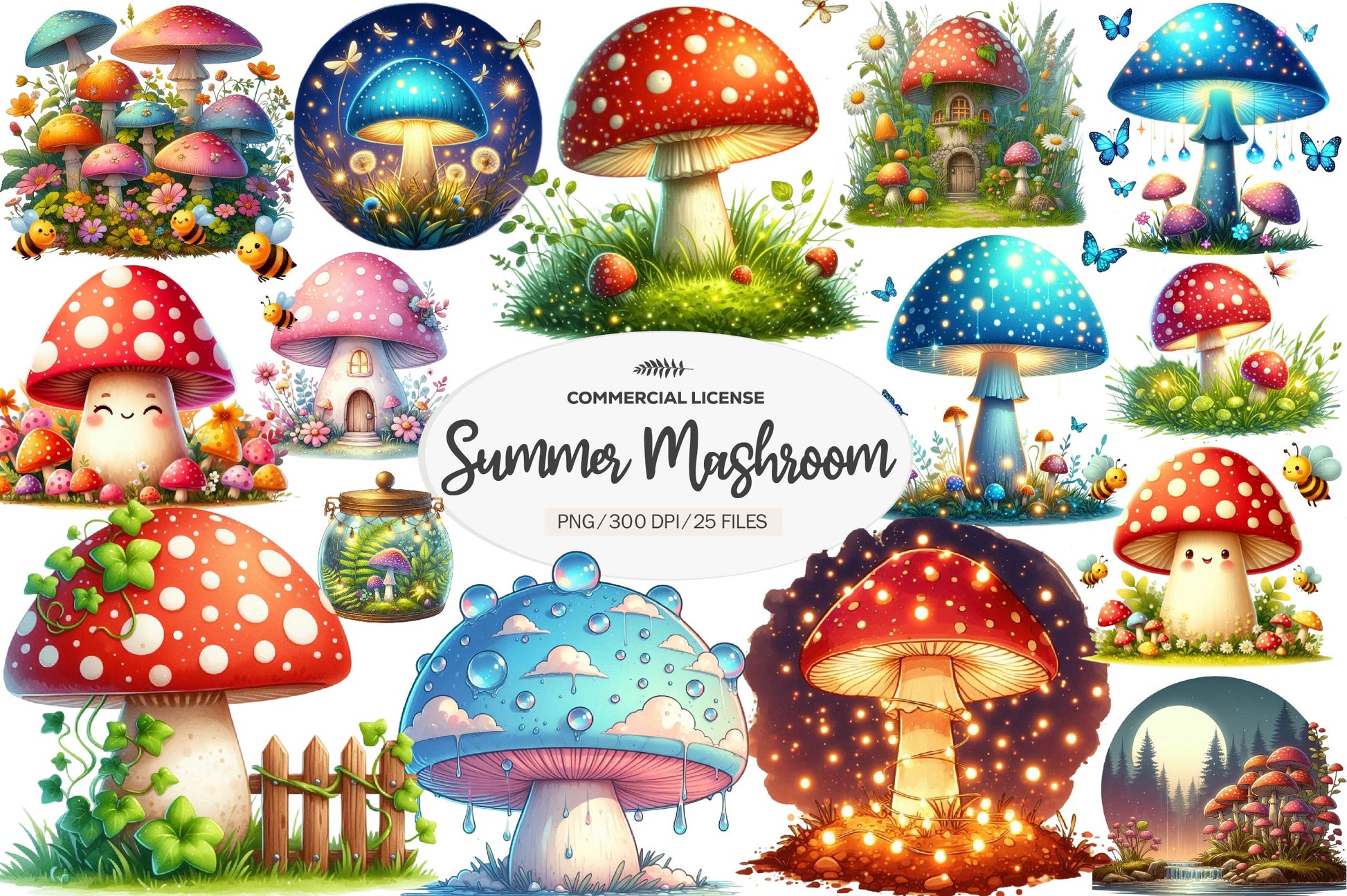 Summer Mushrooms Clipart Bundle 1 - CraftNest - Digital Crafting and Art