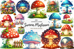 Summer Mushrooms Clipart Bundle 1 - CraftNest - Digital Crafting and Art