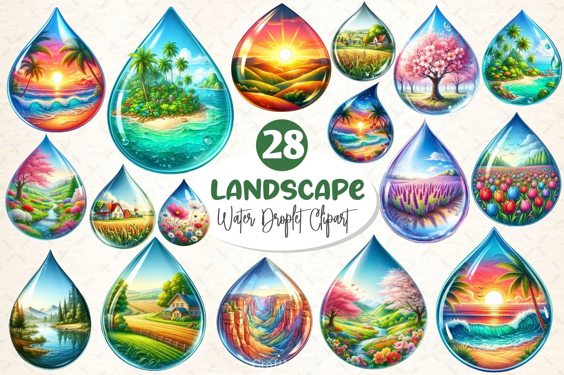 Landscape Water Droplet Clipart Bundle 2 - CraftNest - Digital Crafting and Art