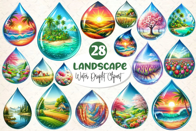 Landscape Water Droplet Clipart Bundle 2 - CraftNest - Digital Crafting and Art