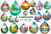 Landscape Water Droplet Clipart Bundle