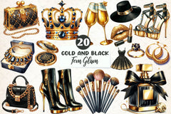 Gold And Black Fem Glam Clipart Bundle - CraftNest - Digital Crafting and Art