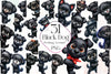 Black Dog Peeking Around Corner Clipart Bundle