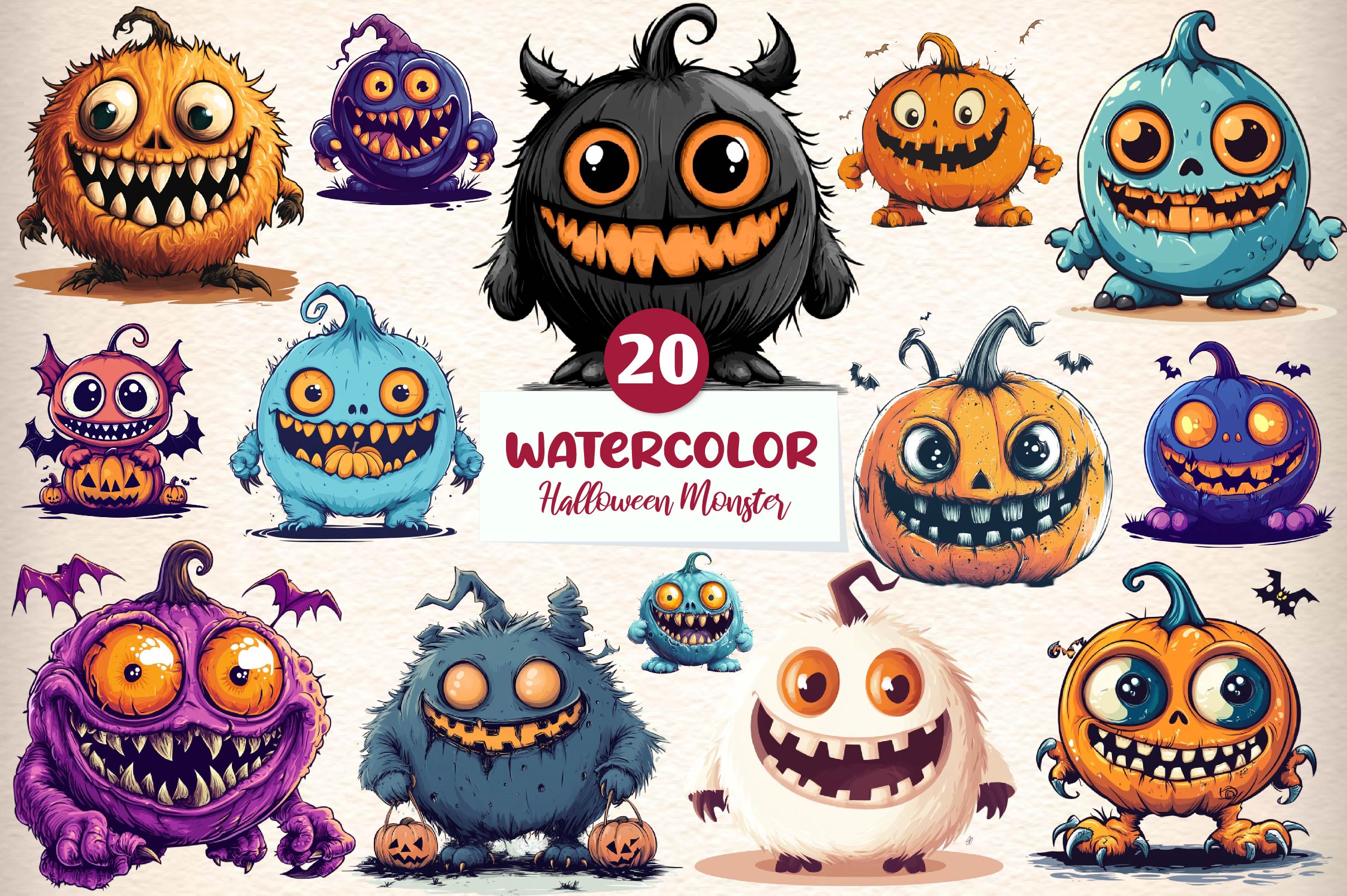 Halloween Monster Clipart Bundle - CraftNest - Digital Crafting and Art