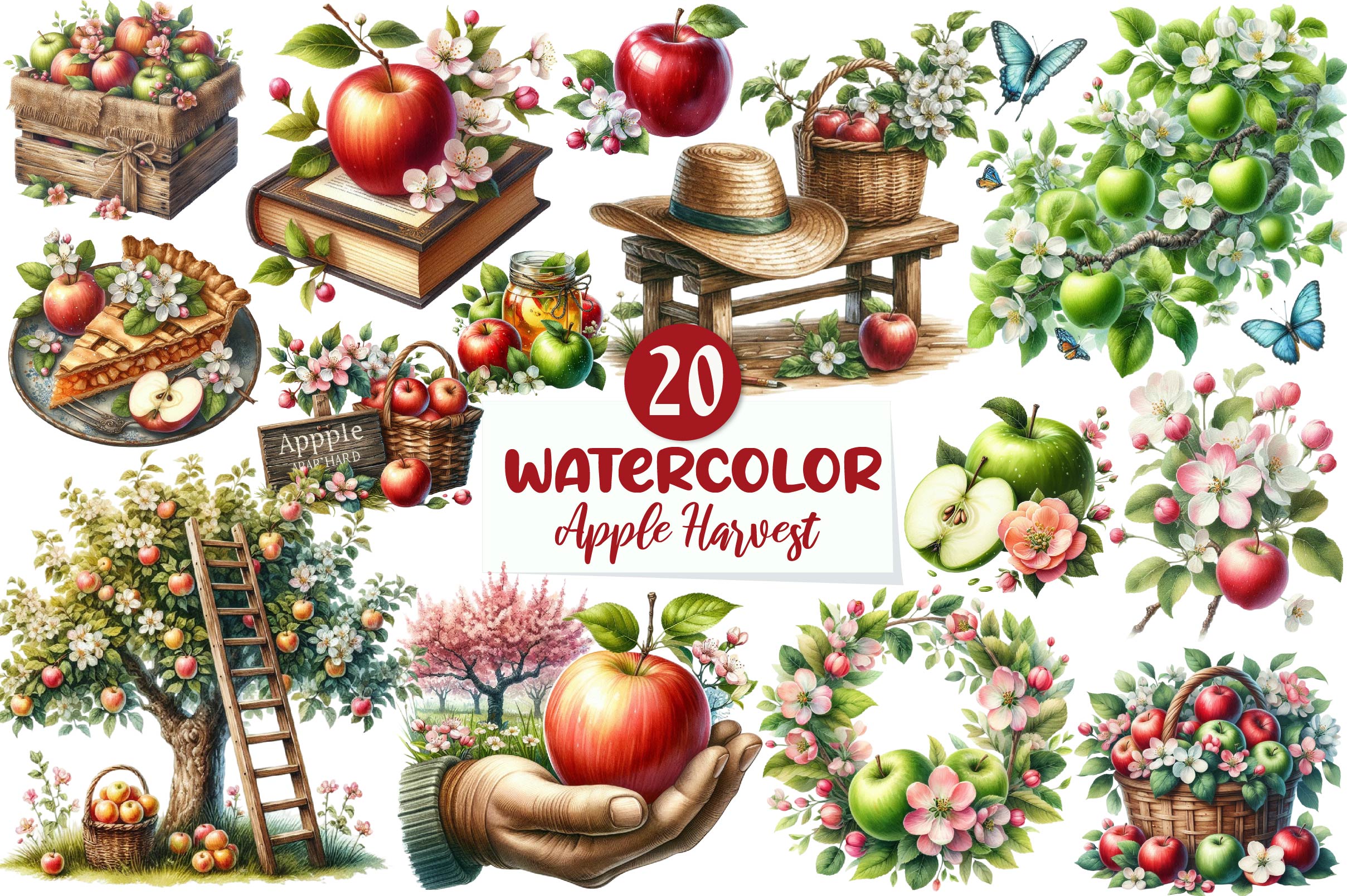 Spring Apple Harvest Clipart Bundle - CraftNest - Digital Crafting and Art
