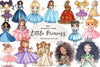 Cute Little Princess Illustration Clipart Bundle