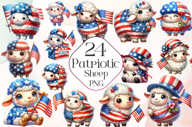 Patriotic Sheep Clipart Bundle - CraftNest - Digital Crafting and Art