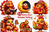 Autumn Cute Turkey Clipart Bundle