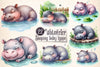 Sleeping Baby Hippo Clipart Bundle