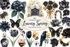 Glitter Luxury Black Spring Clipart Bundle