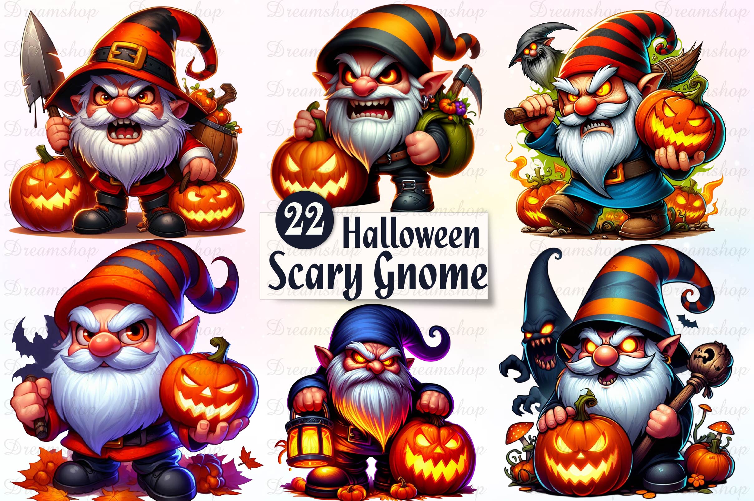 Halloween Scary Gnome Clipart Bundle - CraftNest - Digital Crafting and Art