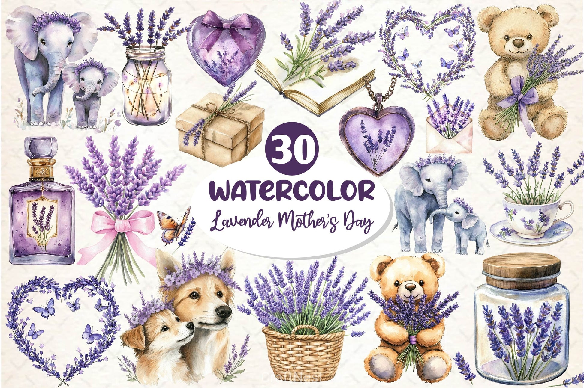 Lavender Mother's Day Clipart Bundle 2 - CraftNest - Digital Crafting and Art