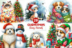 Funny Christmas Animals Clipart Bundle 3 - CraftNest - Digital Crafting and Art