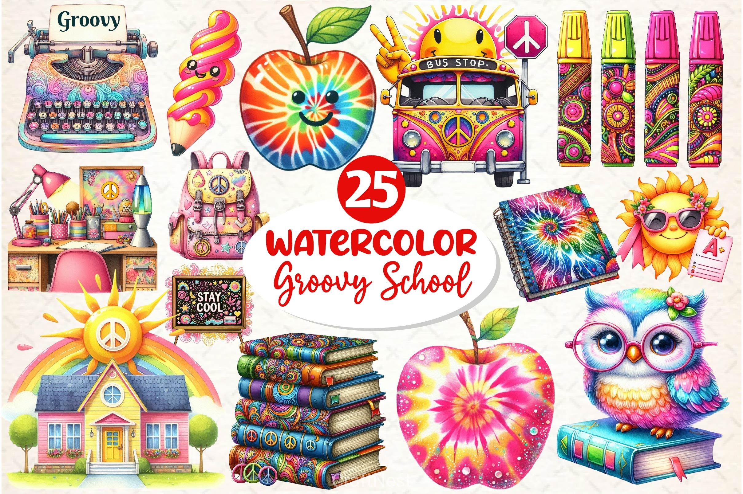 Groovy School Clipart Bundle 2 - CraftNest - Digital Crafting and Art